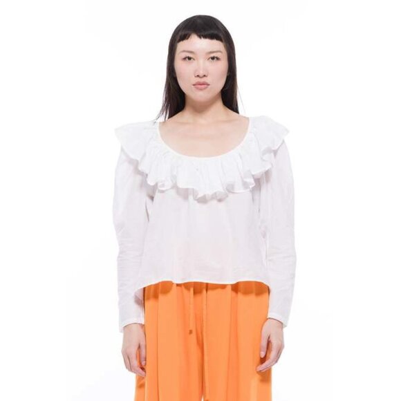 NWT Toit Volant white ruffle flounce Cynthia top - Picture 2 of 8